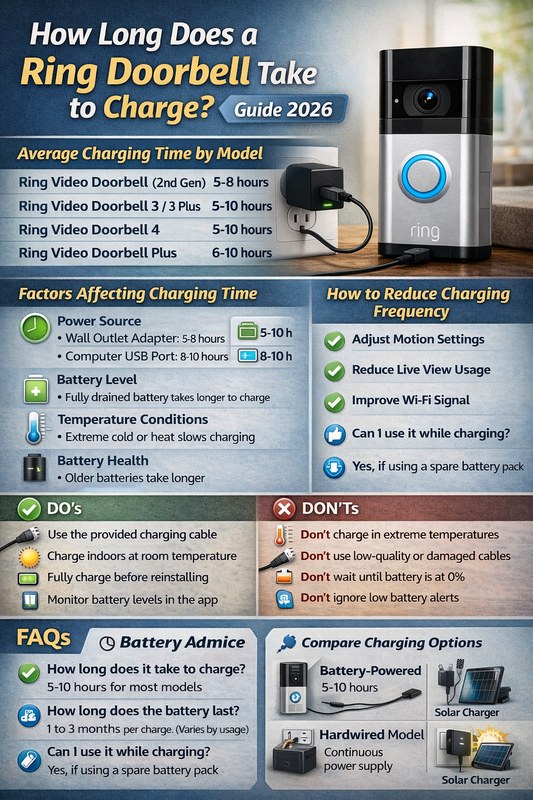 Ring Battery Doorbell charging on a USB cable with status light showing it is connected