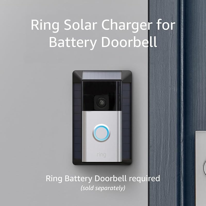 Ring Solar Charger for Ring Battery Doorbell 1st Gen, Continuous Outdoor Charging Panel