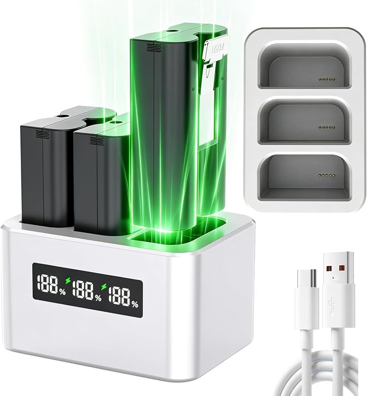 6040mAh Replacement Battery Pack with LED Display Charger for Ring Doorbell Cameras