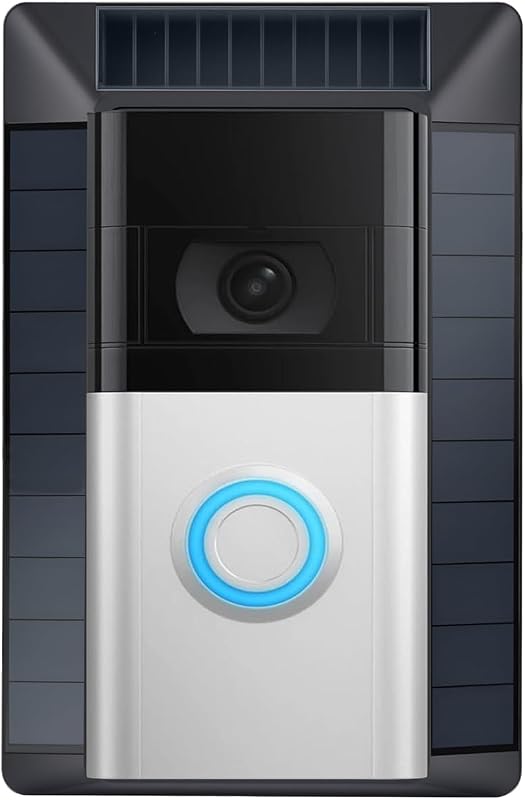 Solar Doorbell Charger Compatible with Ring Video Doorbell 3, 3 Plus, 4, and Pro