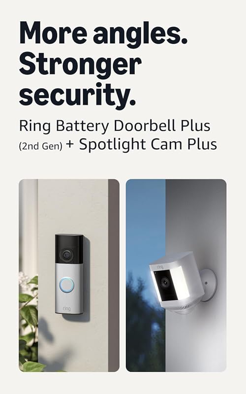 Ring Battery Doorbell Plus Newest Model with Spotlight Cam Plus Battery, Nickel Silver