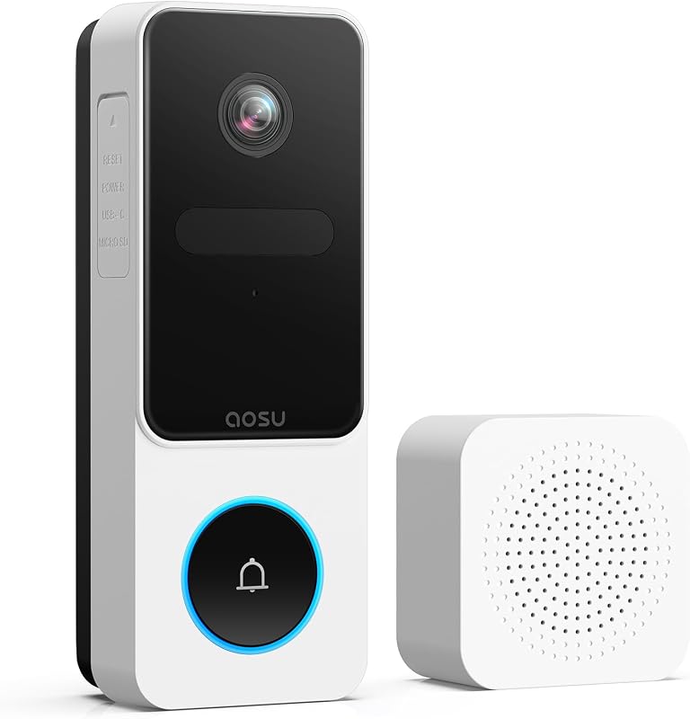 aosu 2K QHD wireless video doorbell camera with 170 degree wide angle