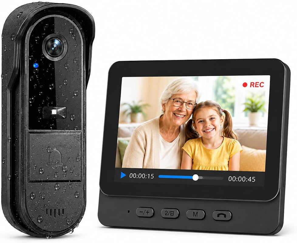 Winnes wireless doorbell camera with 1080P monitor and no monthly fee