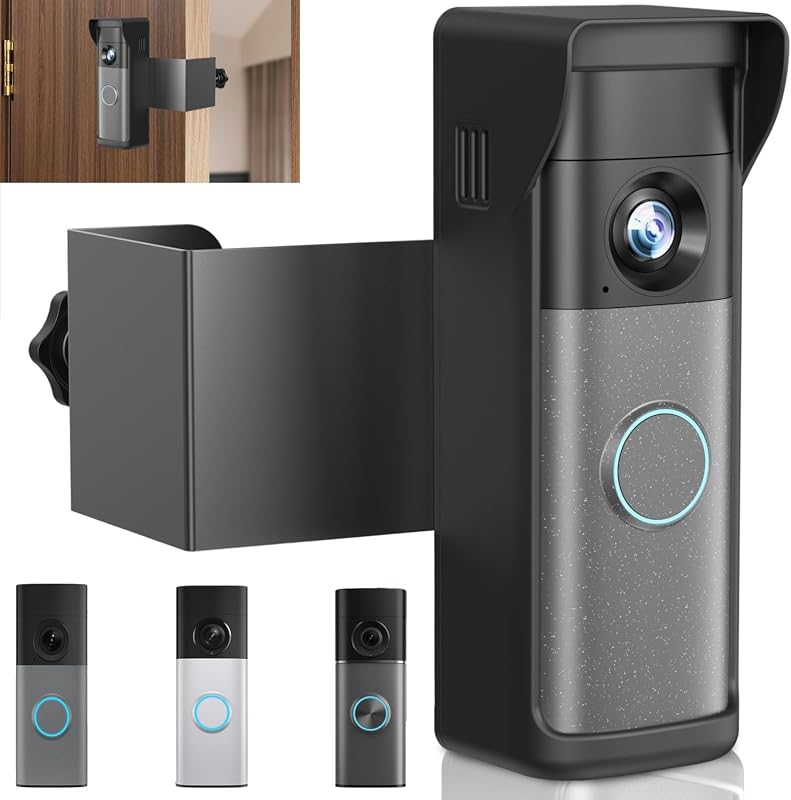 Anti-theft no-drill doorbell mount with rain cover for Ring battery doorbells