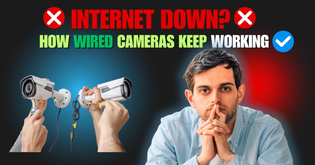 Diagram showing a security camera recording to a local SD card without an internet connection.