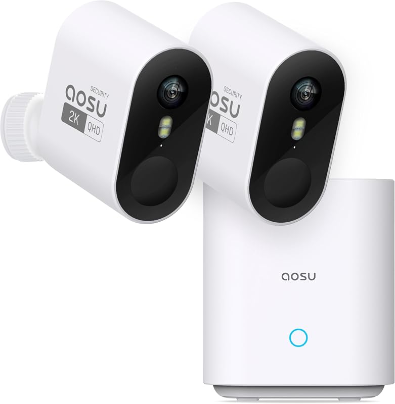 aosu 2K QHD wireless outdoor battery security camera 2-cam kit