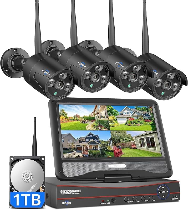 Hiseeu 5MP wireless WiFi security camera system with monitor