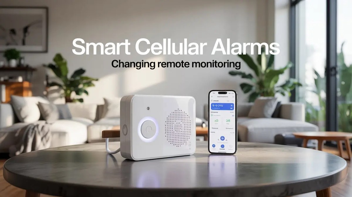 Diagram comparing self-monitoring and professional monitoring with cellular backup in a home alarm system