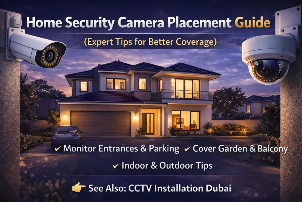 Indoor security camera mounted above a kitchen stove and sink